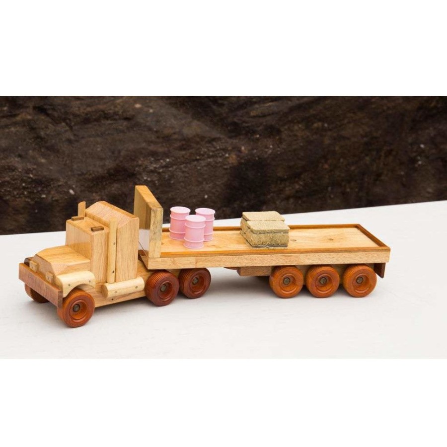 Wooden Trucks Country Toys Australia | Combo Deal - St4 Stable And Ft1 Flatback Truck