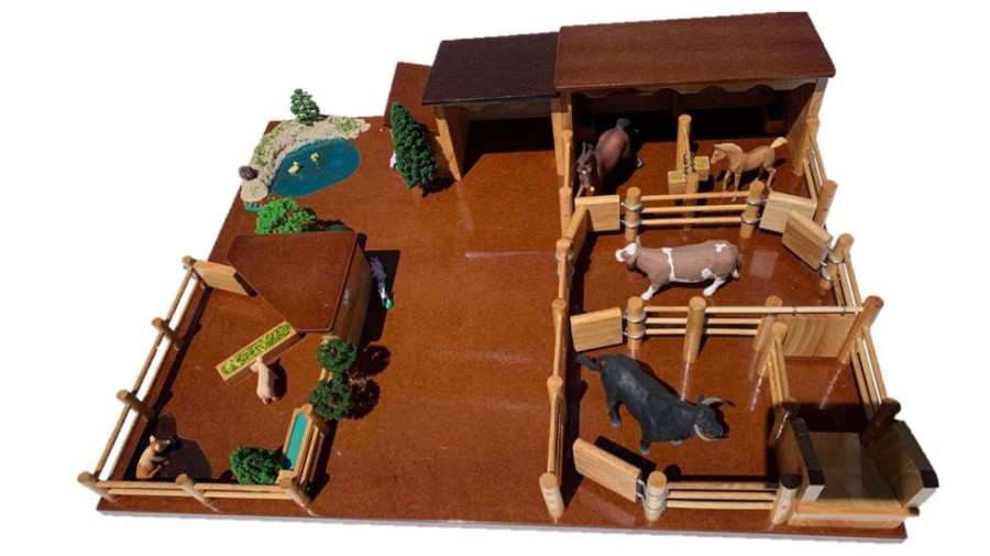 Wooden Stables Country Toys Australia | Fy2 - Farmyard With Pig Pen, Stable And Yards, Duck Pond, Dog Kennel, Tractor Shed & Chicken Coup