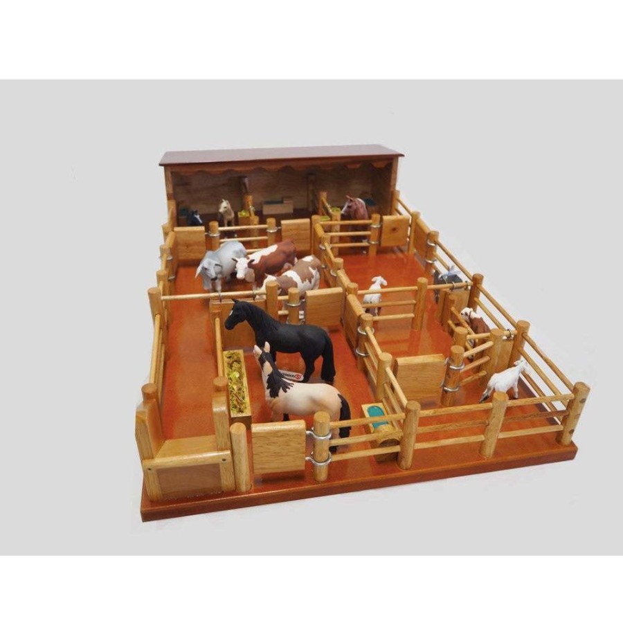 Wooden Stables Country Toys Australia | St3 - Three Horse Stable With Cattle Yard