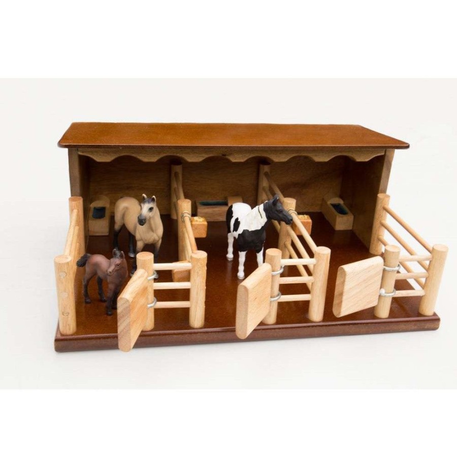 Wooden Stables Country Toys Australia | St2 - Three Horse Stable - Handmade Wooden Toy