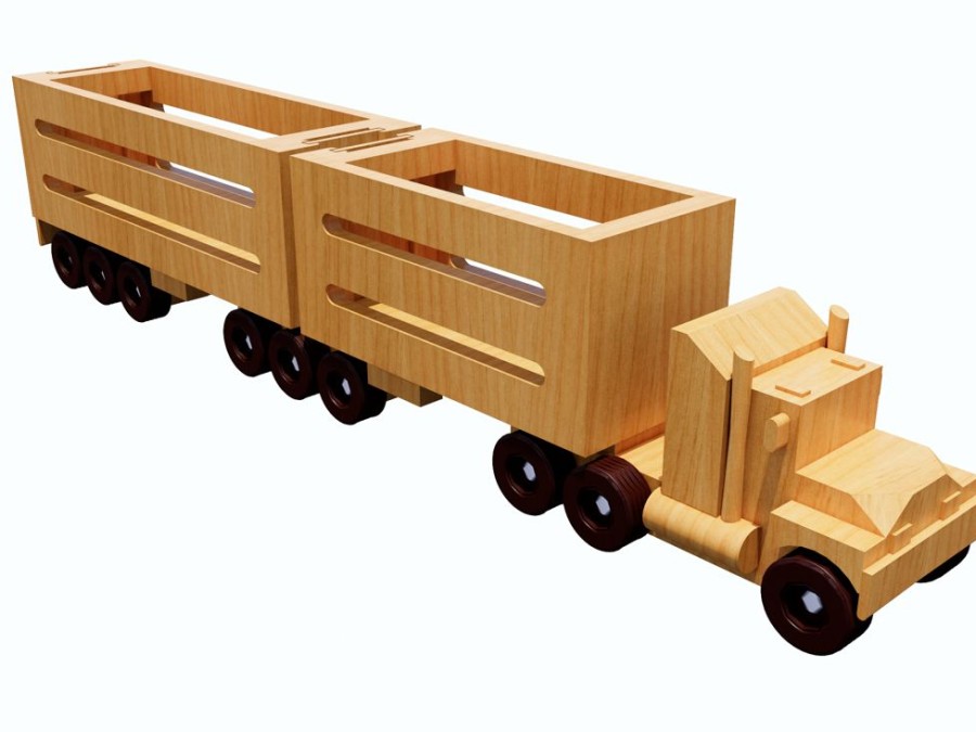 Wooden Trucks Country Toys Australia | Ct3 - B-Double - Handmade Wooden Truck