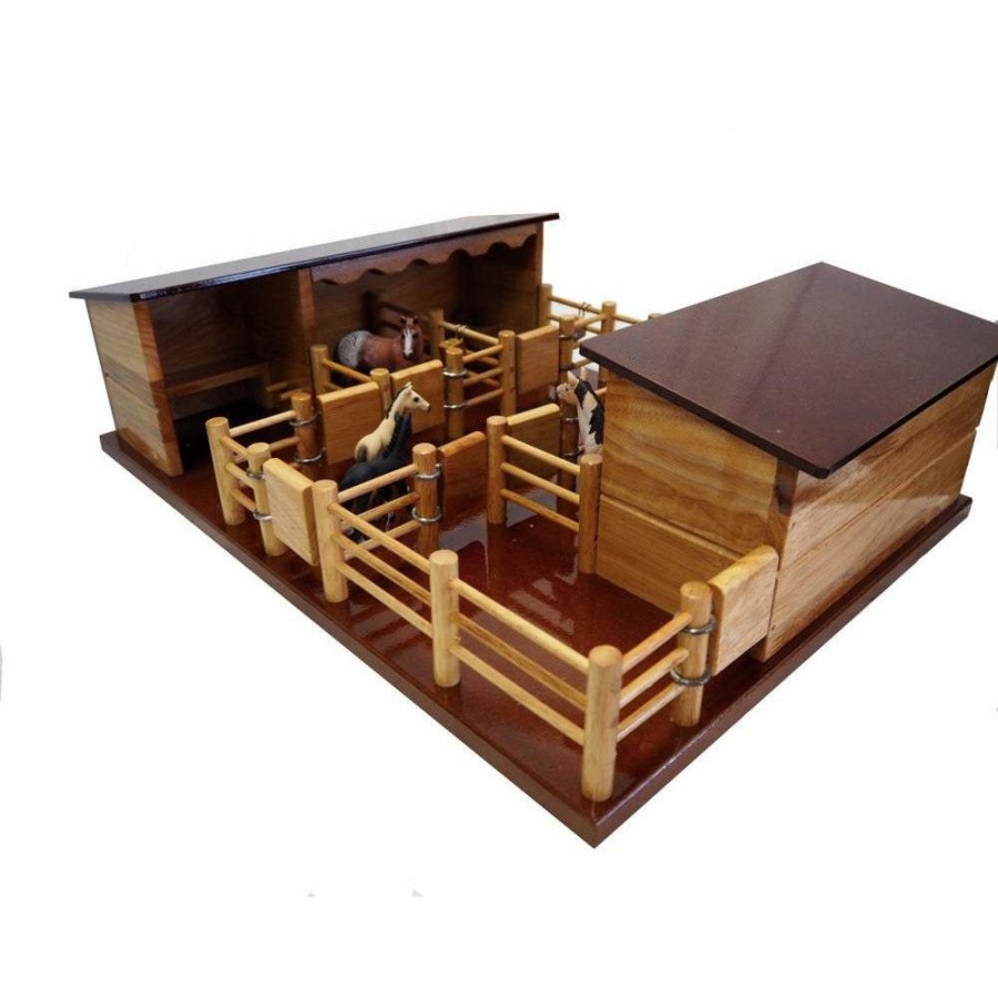 Wooden Stables Country Toys Australia | St4 - Four Horse Stable With Tack Shed And Yard