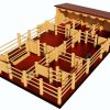 Wooden Farm Yards Country Toys Australia | St3 - Three Horse Stable With Cattle Yard