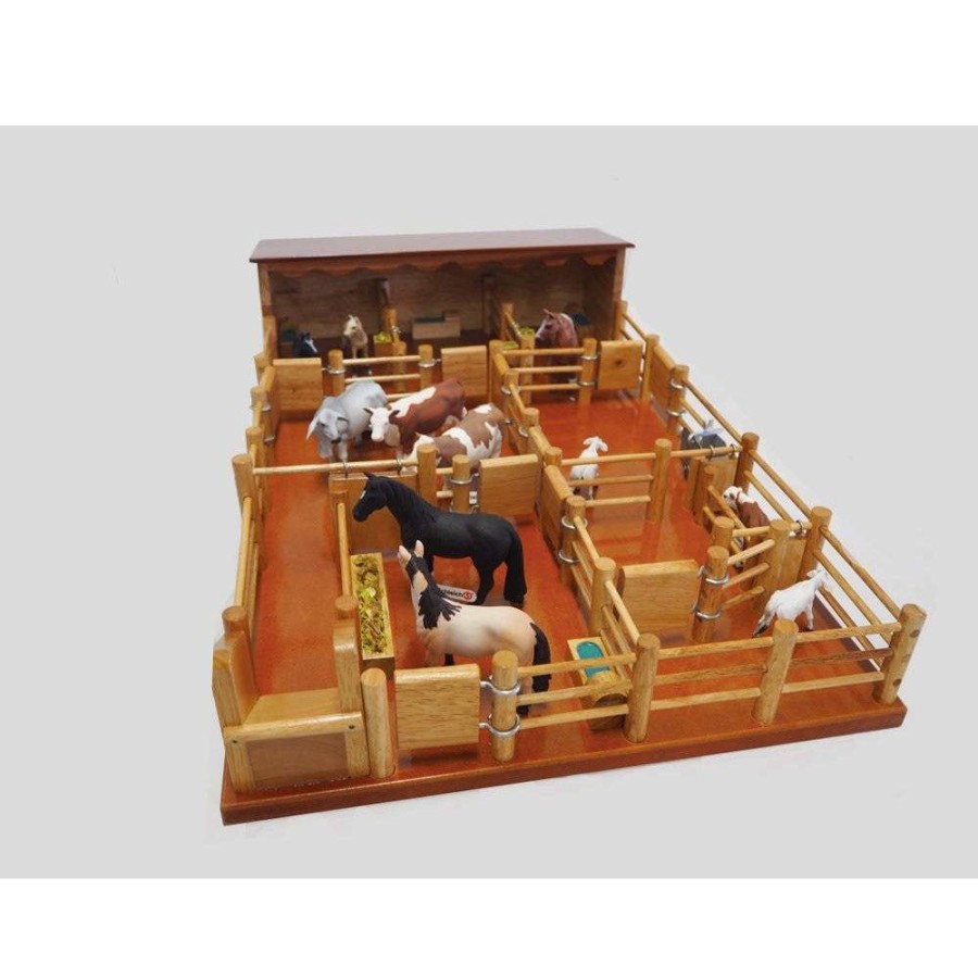 Wooden Farm Yards Country Toys Australia | St3 - Three Horse Stable With Cattle Yard