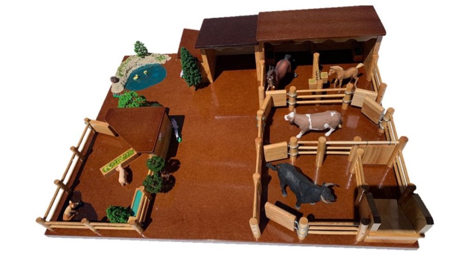 Wooden Farm Yards Country Toys Australia | Fy2 - Farmyard With Pig Pen, Stable And Yards, Duck Pond, Dog Kennel, Tractor Shed & Chicken Coup